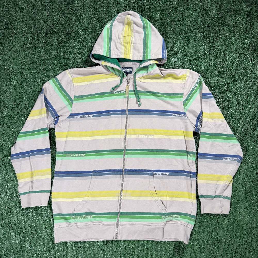 Converse Vintage Product Est 1908 Full Zip Striped Hoodie Large